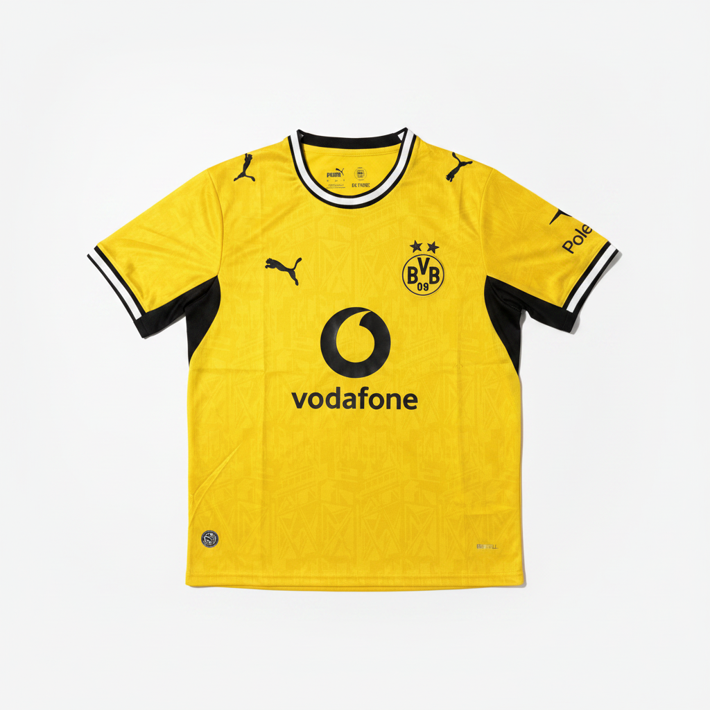 BVB Dortmund Jersey Front – Professional Flat Lay