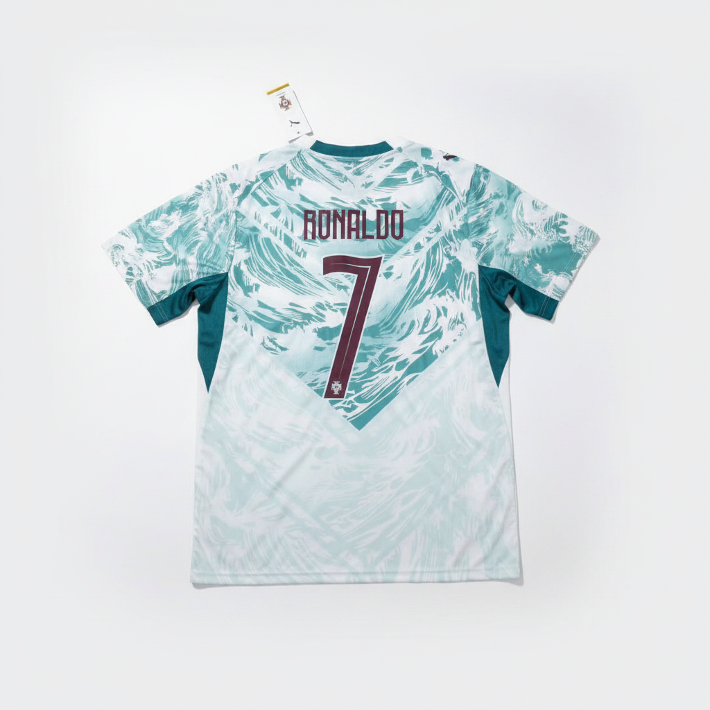 Portugal Away Jersey Back – Ronaldo 7 – Professional Flat Lay