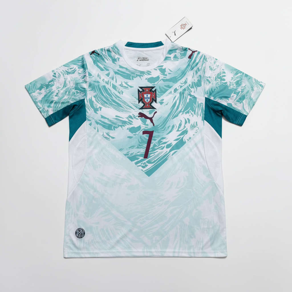 Portugal Away Jersey Front – Professional Flat Lay